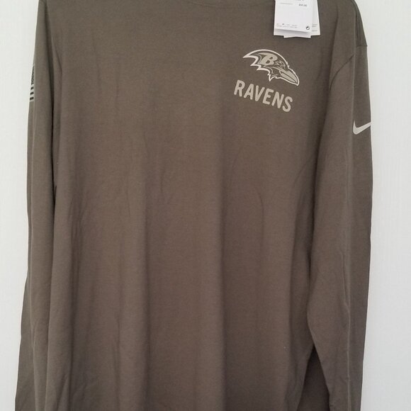 Men's Baltimore Ravens Nike Olive Salute to Service Sideline Long Sleeve T-Shirt - Picture 7 of 12